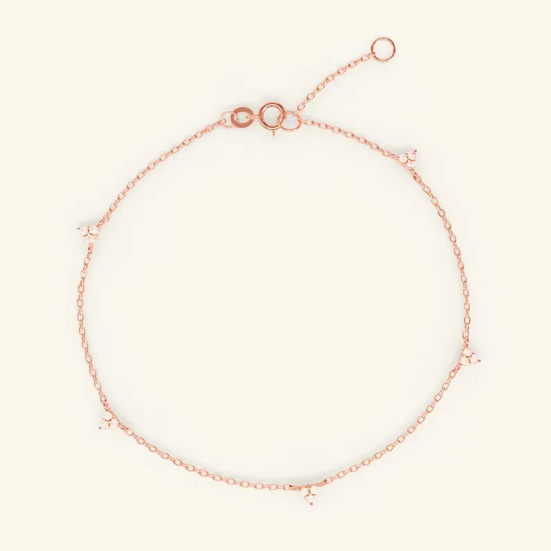 0.09CT natural Dimond Thin Chain Bracelet