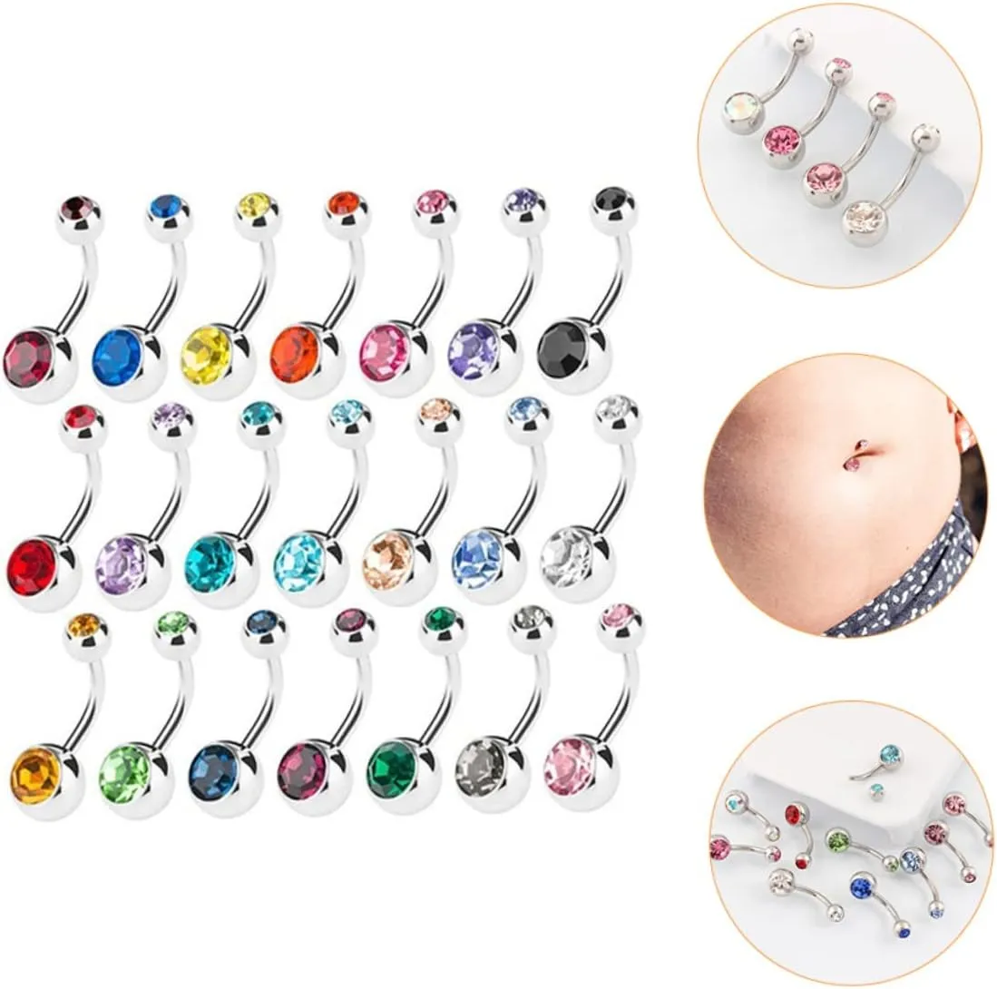 1 21pcs Navel Ring Fashion Navel Studs Fashion Belly Jewelry Short Navel Ornaments