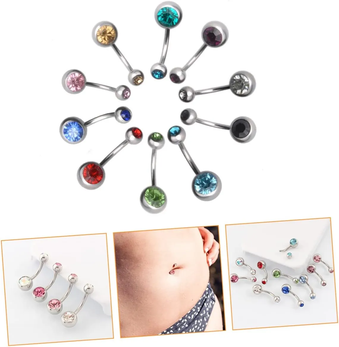 1 21pcs Navel Ring Fashion Navel Studs Fashion Belly Jewelry Short Navel Ornaments