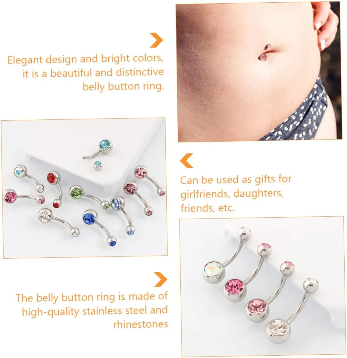 1 21pcs Navel Ring Fashion Navel Studs Fashion Belly Jewelry Short Navel Ornaments