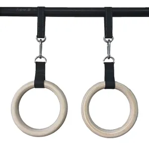 1 Pair Pull Up Wooden Gymnastic Ring Grip with Straps and Anti-slip Tape