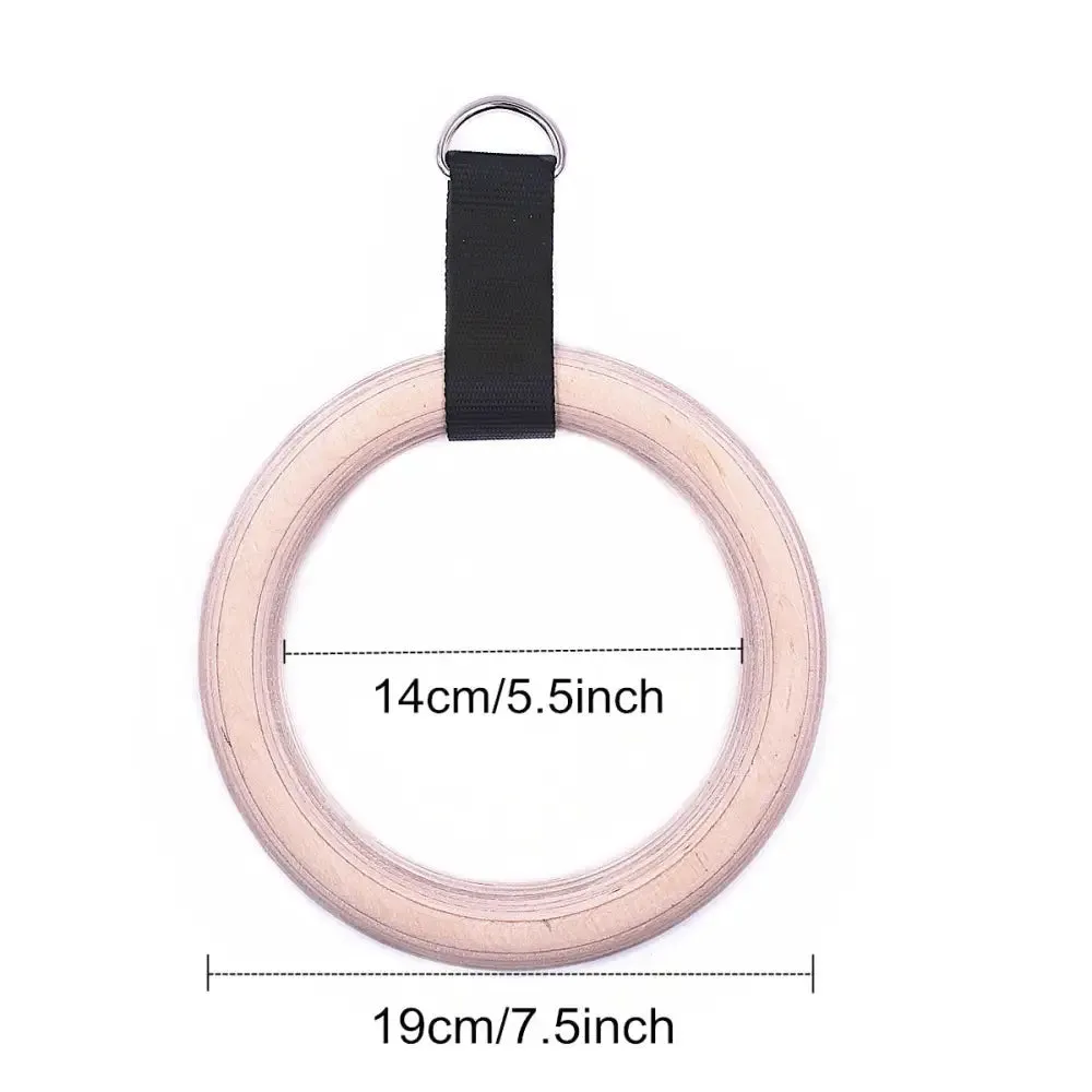 1 Pair Pull Up Wooden Gymnastic Ring Grip with Straps and Anti-slip Tape
