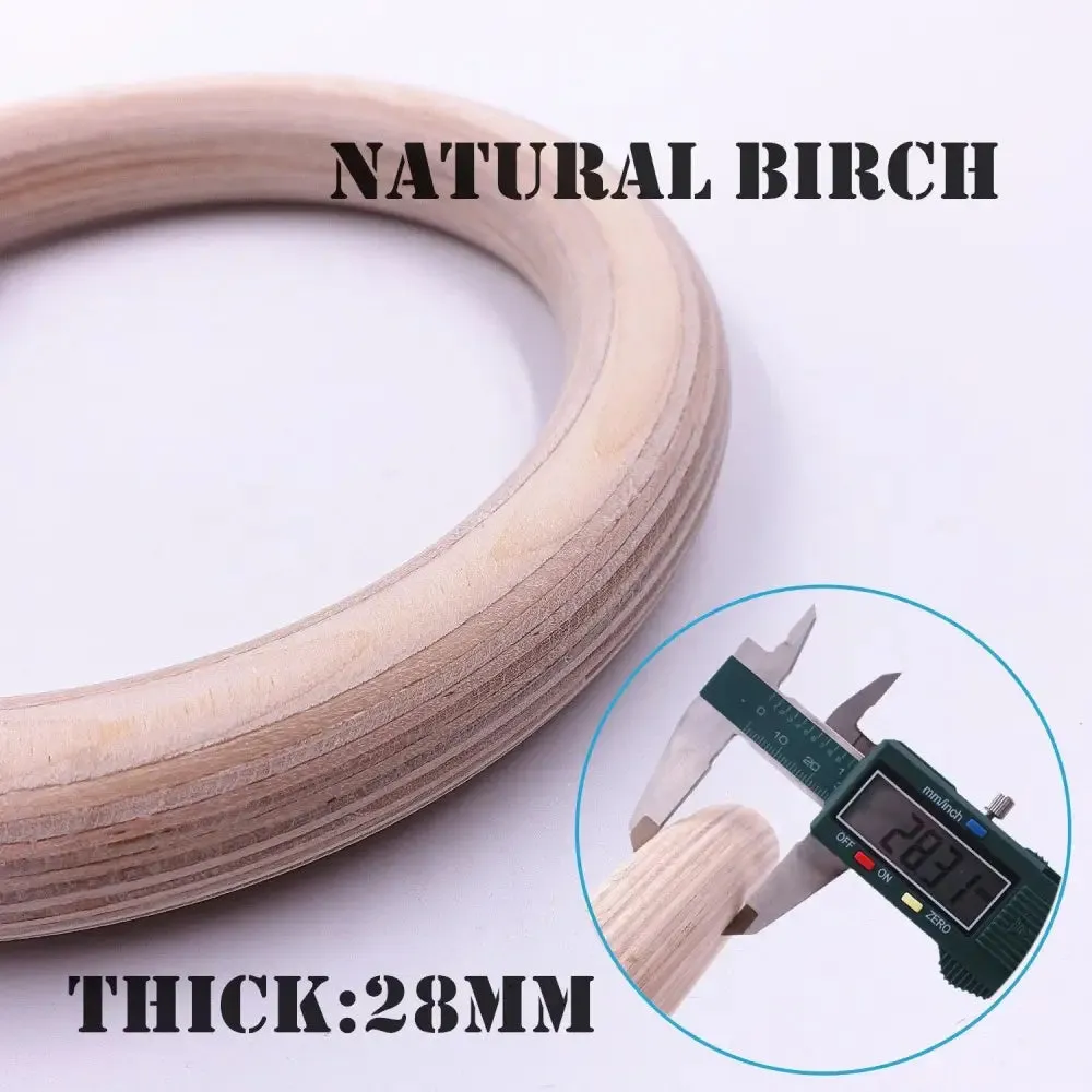 1 Pair Pull Up Wooden Gymnastic Ring Grip with Straps and Anti-slip Tape