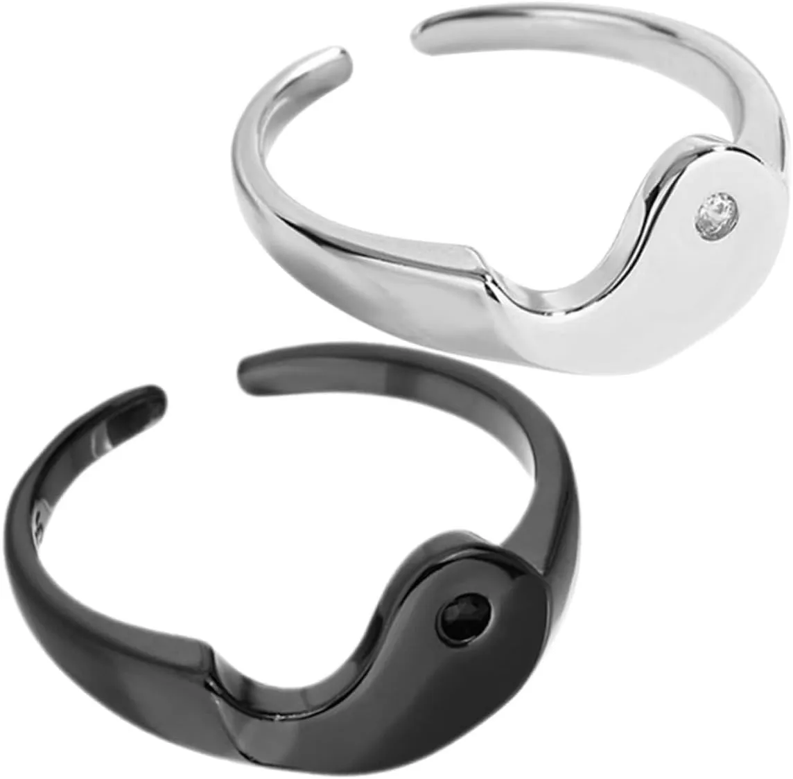 1 Pair Yin Matching Rings Elegant Engagement Jewelry Finger Decoration for Romantic Valentine Day and Special Occasions