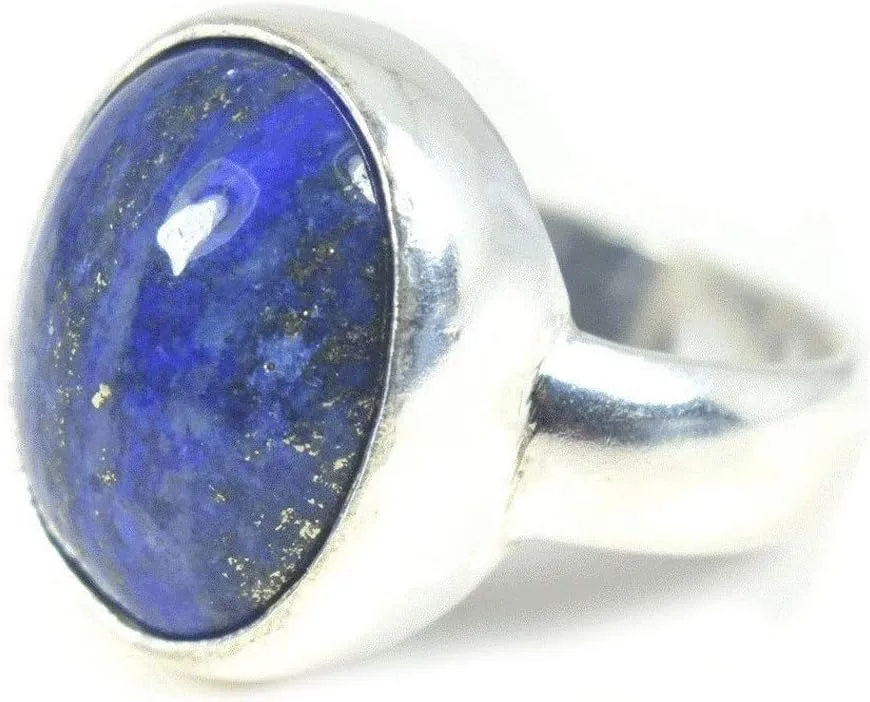 10 Carat Lapis Lazuli Silver Ring for Women Real Gemstone Jewelry Size 5,6,7,8,9,10,11,12
