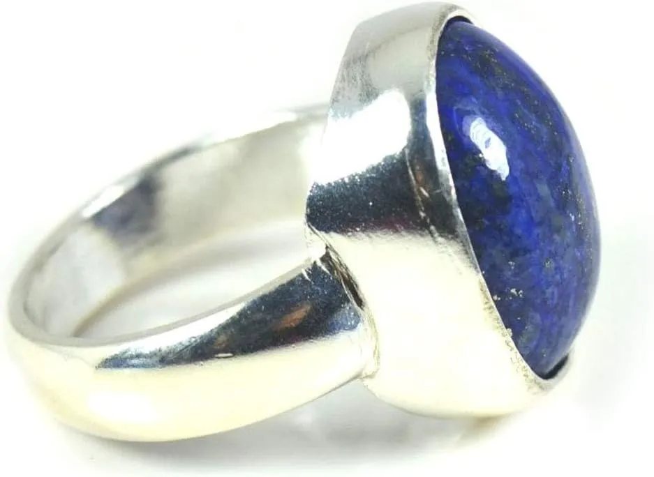 10 Carat Lapis Lazuli Silver Ring for Women Real Gemstone Jewelry Size 5,6,7,8,9,10,11,12