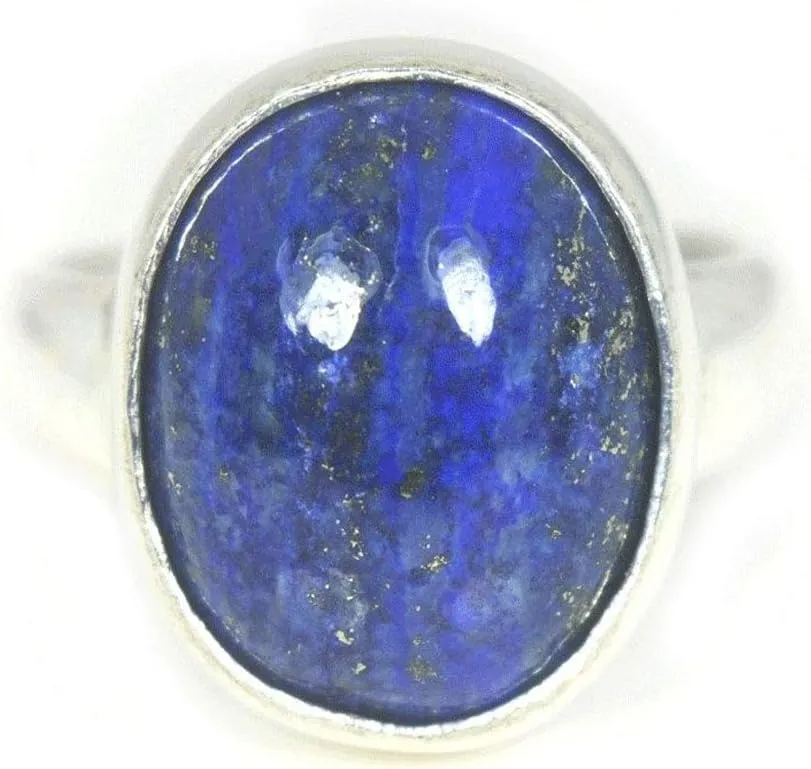 10 Carat Lapis Lazuli Silver Ring for Women Real Gemstone Jewelry Size 5,6,7,8,9,10,11,12