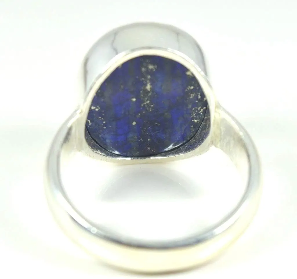 10 Carat Lapis Lazuli Silver Ring for Women Real Gemstone Jewelry Size 5,6,7,8,9,10,11,12