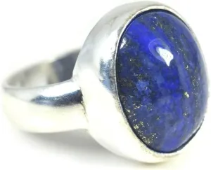 10 Carat Lapis Lazuli Silver Ring for Women Real Gemstone Jewelry Size 5,6,7,8,9,10,11,12