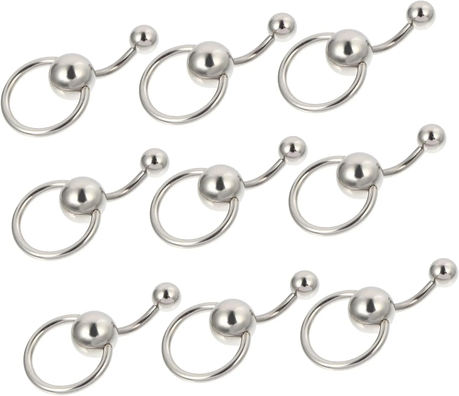 10Pcs Navel Ring Body Piercing Jewelry Classic Belly Button Rings High Polished Smooth Surface Chic Decor for Parties and Dances