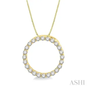 1/4 ctw Circle of Love Round Cut Diamond Pendant With Chain in 14K Yellow Gold