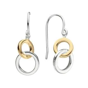 14ct Gold Vermeil and Silver Linked Circle Drop Earrings