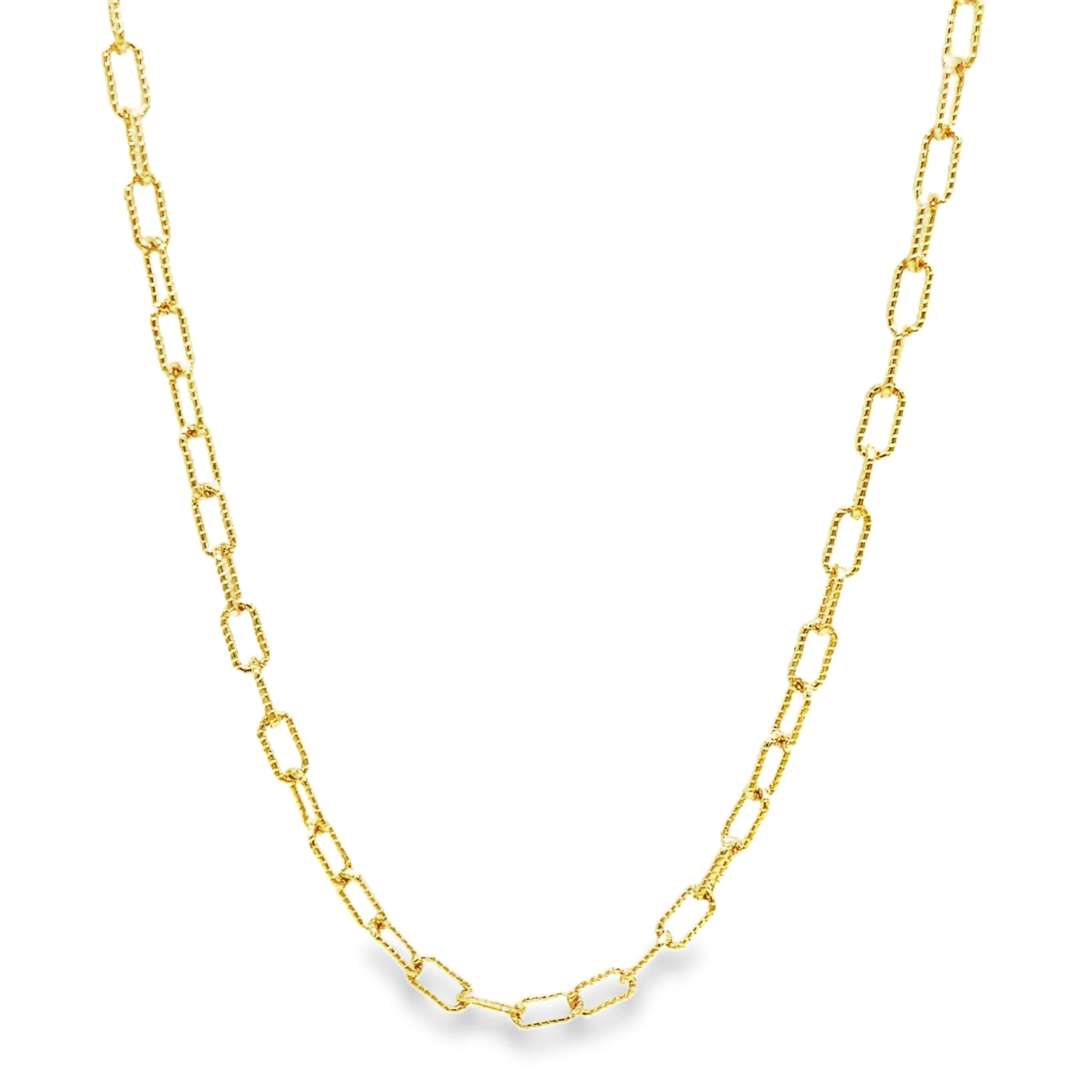 14K Italian Solid Open Corrugated Link Chain Necklace 16"