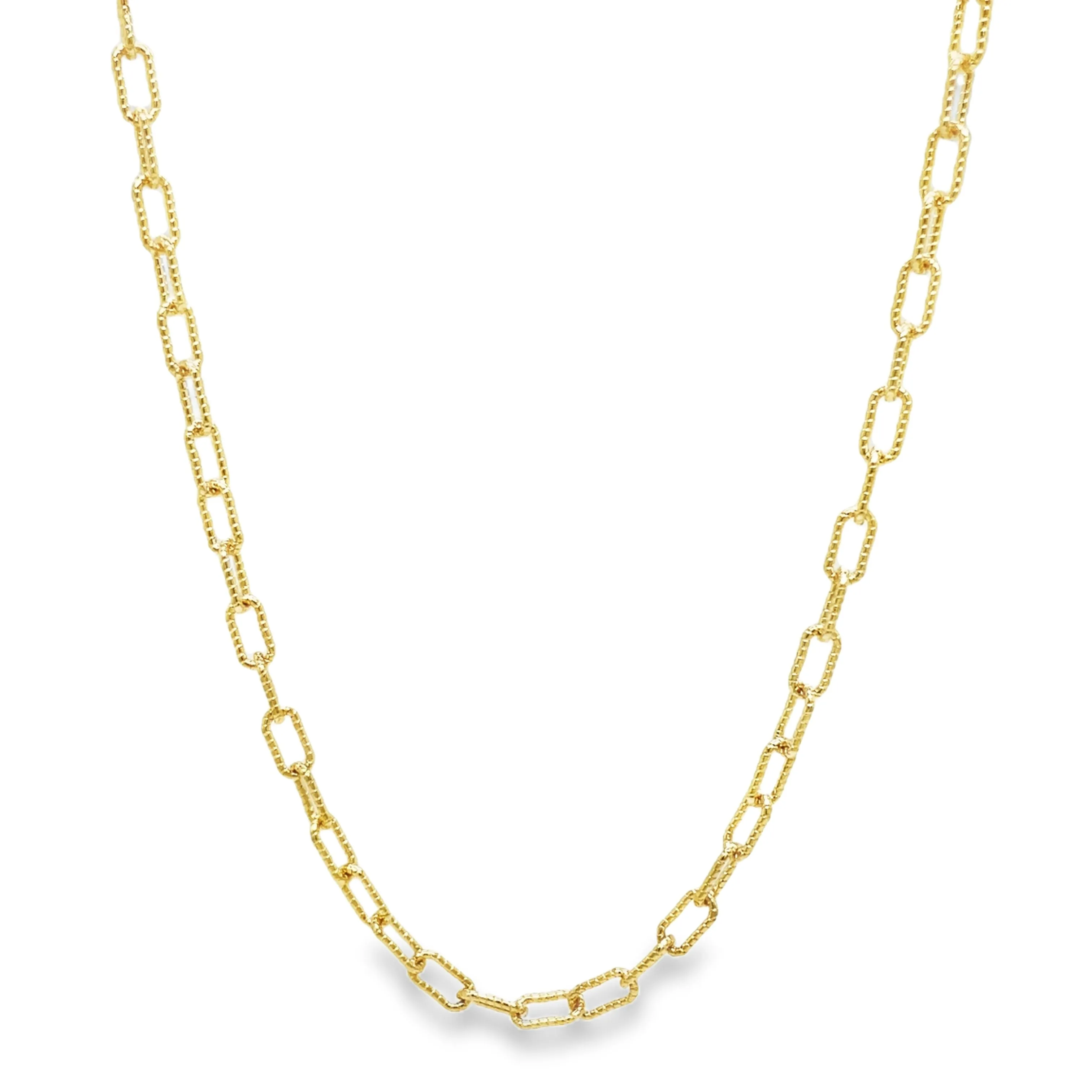 14K Italian Solid Open Corrugated Link Chain Necklace 16"
