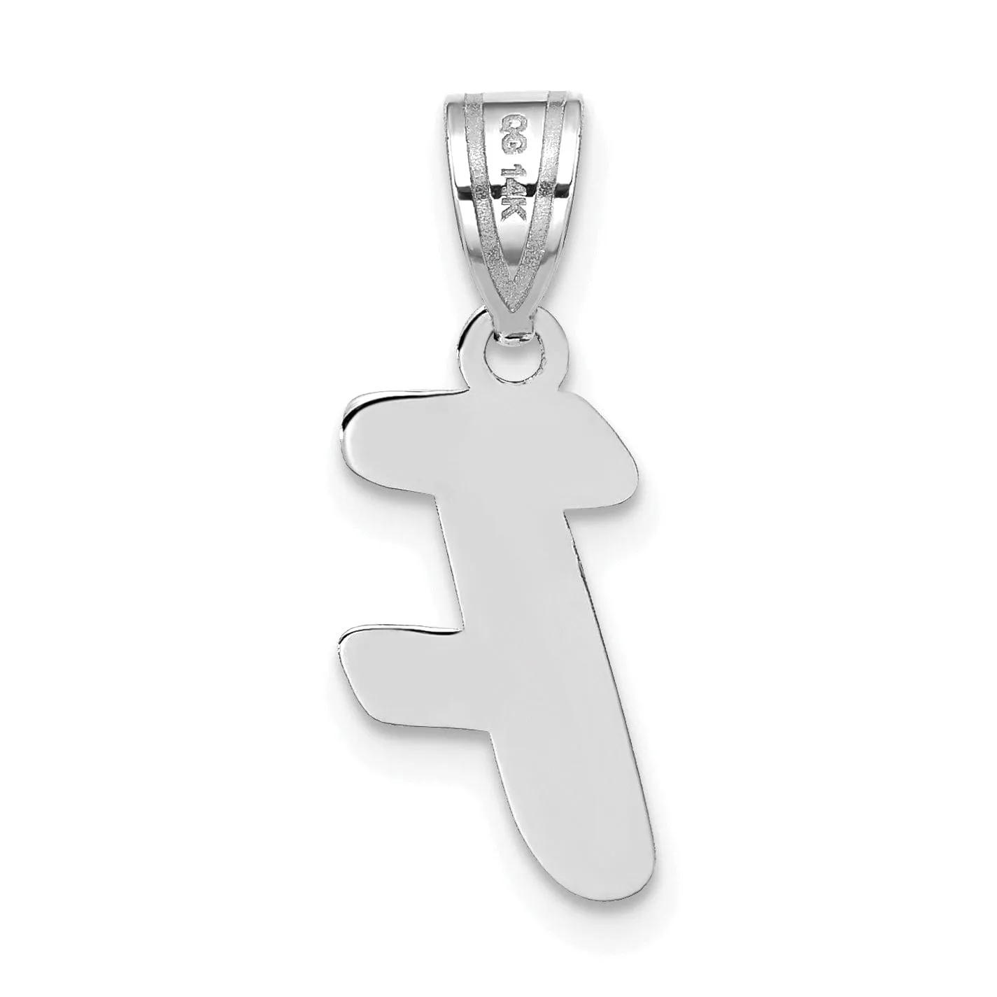14k White Gold Script Design Letter F Initial Pendant
