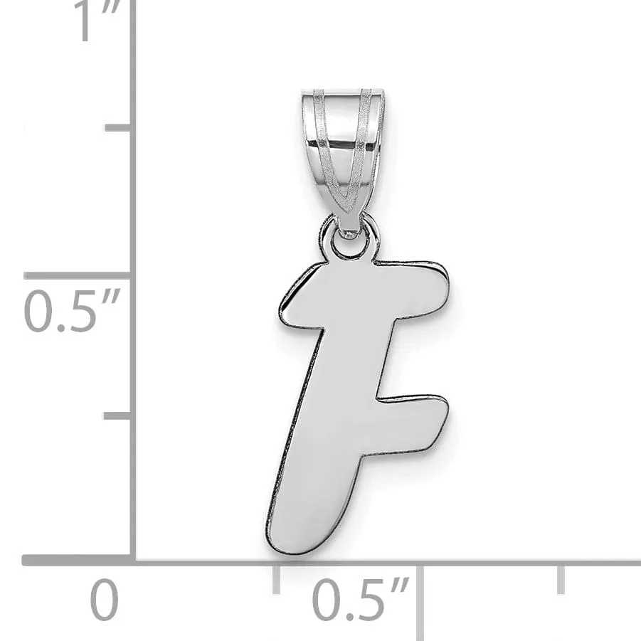 14k White Gold Script Design Letter F Initial Pendant