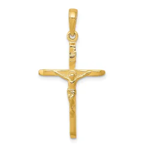 14k Yellow Gold Latin INRI Crucifix Cross Pendant