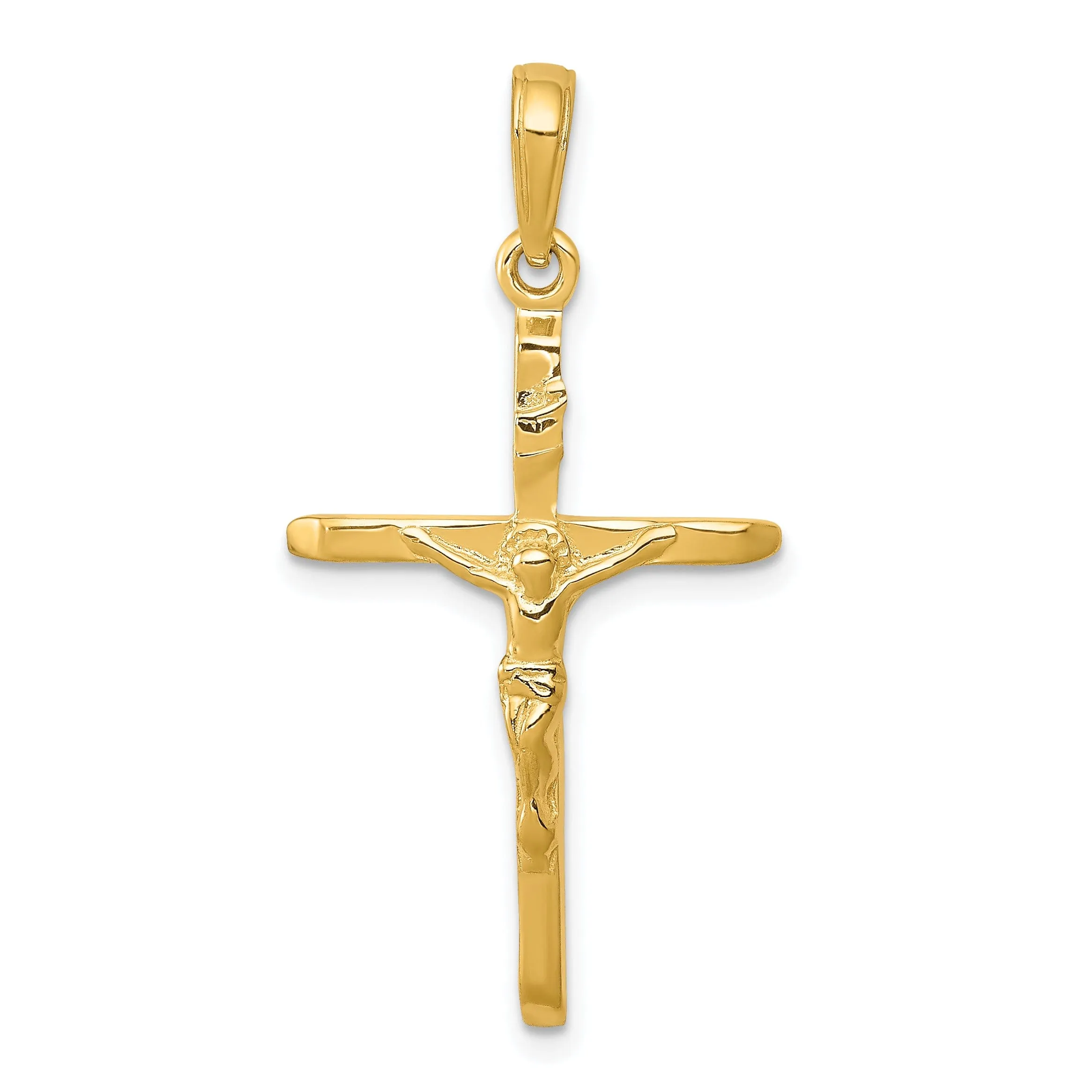 14k Yellow Gold Latin INRI Crucifix Cross Pendant