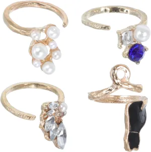 16pcs Pearl Ring Set Women's Chic Crystal Jewelry Gemstone Knuckle Ring