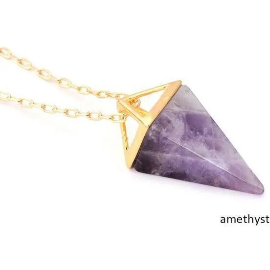 18K Gold Plated Healing Crystal Necklace