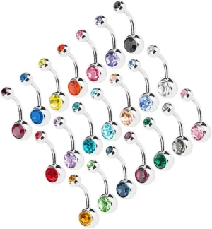 1Bag Decorative Round Ball Belly Rings Random Colors Steel Navel Jewelry Skin Friendly Durable Easy to Clean for Parties and Dance Events