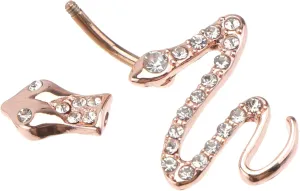 1Pc Elegant Snake Shaped Navel Ring with Zircon Accents Belly Button Jewelry for Women Skin Friendly and Durable Design for Daily Wear and Special Occasions