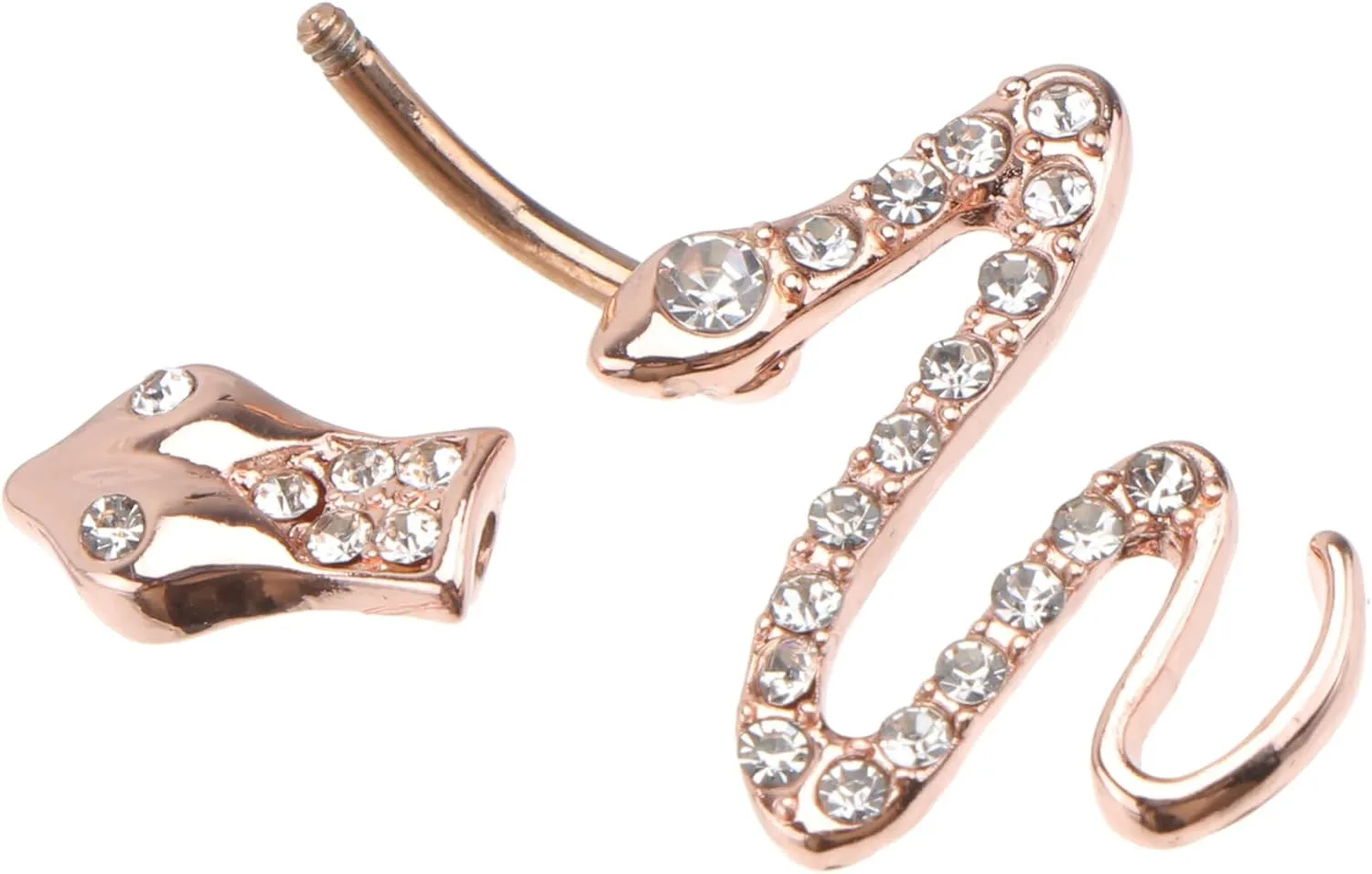 1Pc Elegant Snake Shaped Navel Ring with Zircon Accents Belly Button Jewelry for Women Skin Friendly and Durable Design for Daily Wear and Special Occasions