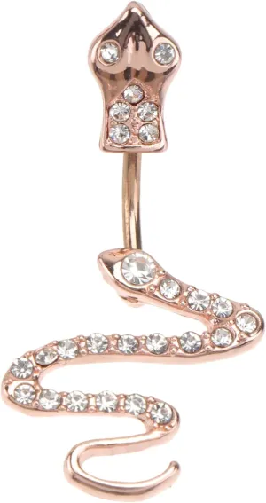 1Pc Rose Golden Snake Zircon Navel Ring Stylish Belly Button Jewelry for Women Design Accessory for Parties Events Comfortable