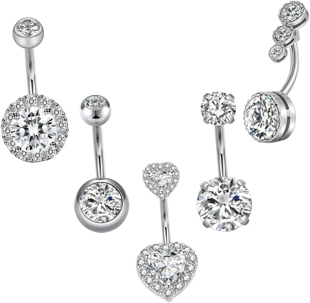1set Rhinestone Navel Rings for Women Stylish Belly Button Jewelry Chic Design Smooth Surface Comfortable to Wear Irritation for Friends and Loved Ones