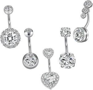 1set Rhinestone Navel Rings for Women Stylish Belly Button Jewelry Chic Design Smooth Surface Comfortable to Wear Irritation for Friends and Loved Ones