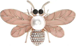 2 Colors Choose Rhinestone Enamel Bee Brooches for Women Pearl Honeybee Brooch Pins Fashion Insect Accessories
