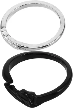 2 Pcs Couples Rings for Women Men Angel Zinc Alloy Material Perfect for Valentine's Day