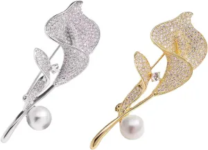 2 Pcs Luxury Temperament Calla Lily Brooch, High-End Women's Corsage Brooch, High-End Exquisite Suit Accessories