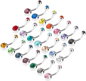 21pcs Stainless Steel Navel Rings with Color Options Decorative Belly Jewelry for Body Piercing Skin Friendly and Easy to Clean for Random Color