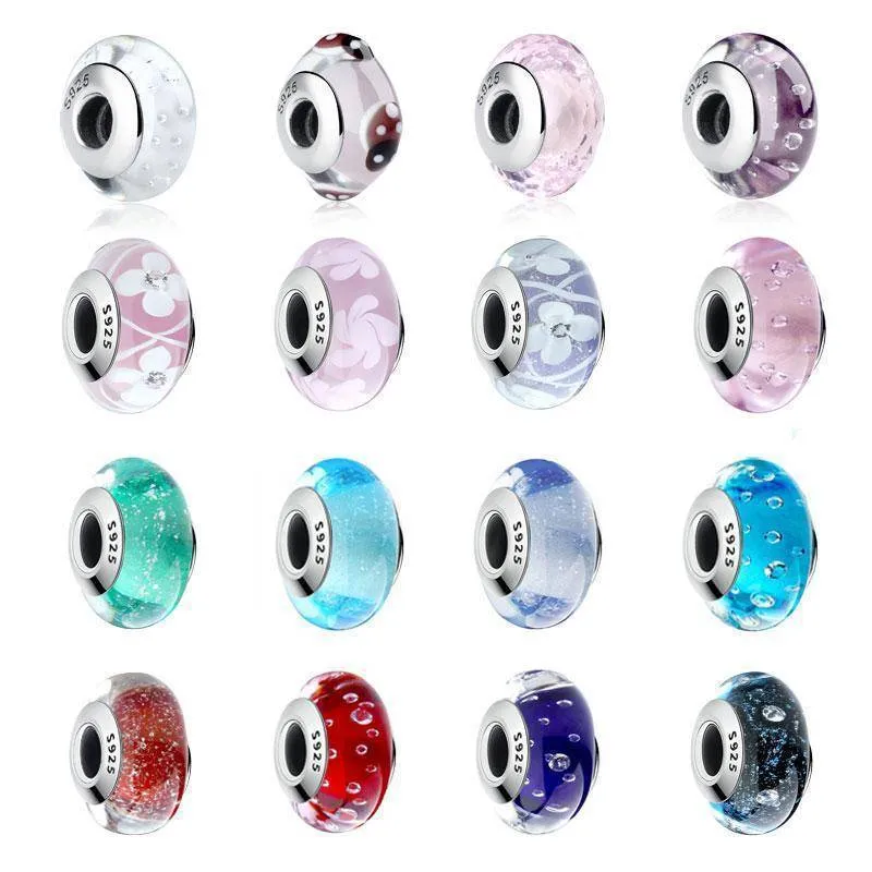 27 Styles , 925 Sterling Silver Murano Glass Beads fit Original PAN Charm Bracelets & Bangles