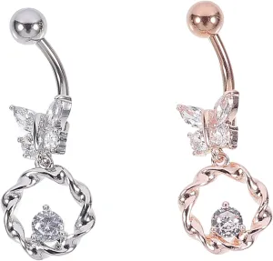 2pcs Butterfly Shaped Navel Rings for Women Delicate Piercing Jewelry for Dances Festivals and Daily Wear Smooth Surface Easy to Screw off Accessory