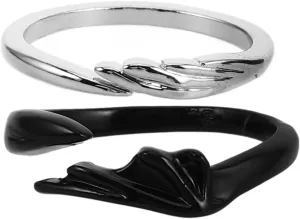 2pcs Couple Angel Devil Rings Adjustable Gothic Jewelry for Men and Women Unique Design for Valentine Day Weddings Anniversaries and Daily Wear