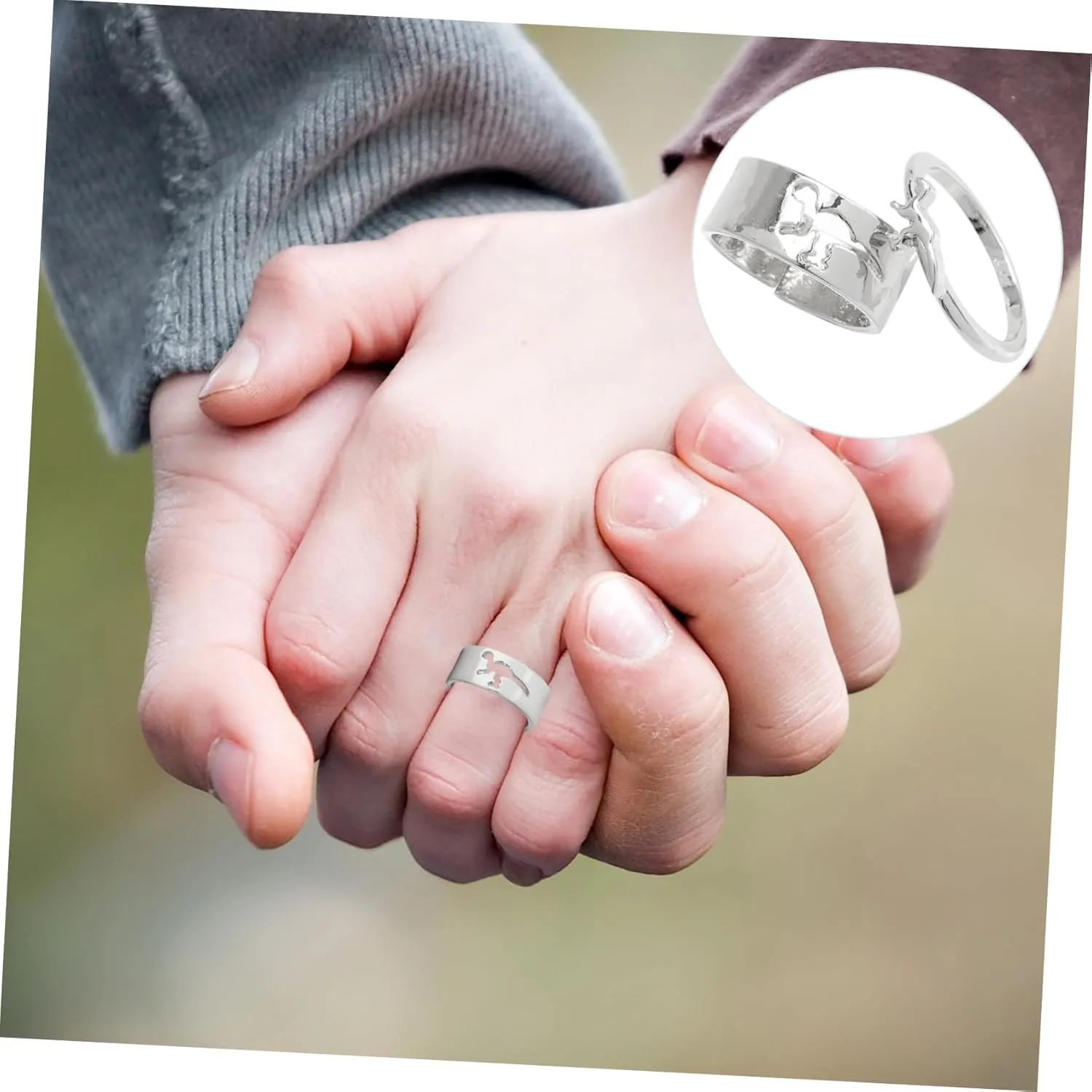2pcs Couple Dinosaur Ring Couple Matching Rings Couple Ring Open Band Ring Dinosaur Matching Ring