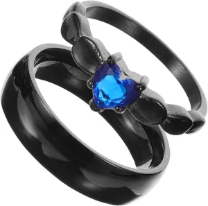 2pcs Couple Finger Rings Matching Promise Rings for Men and Women Durable with Zircon Elegant Jewelry Present for Engagement Wedding Anniversary