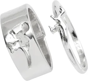 2Pcs Couples Matching Rings Open Band Dinosaur Jewelry for Engagement and Wedding Stylish Plated Promise Rings for Women and Men present for Anniversaries