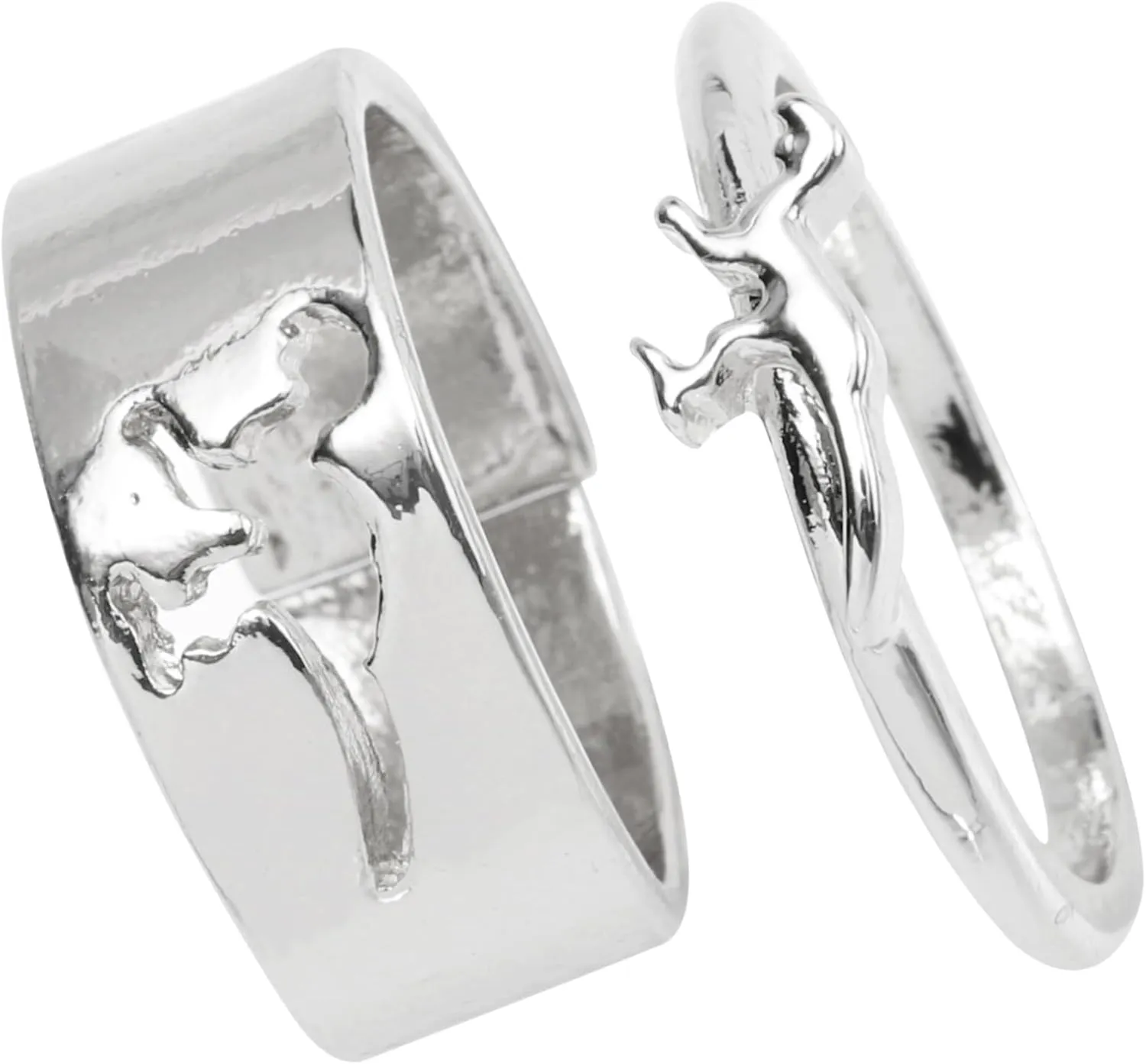 2Pcs Couples Matching Rings Open Band Dinosaur Jewelry for Engagement and Wedding Stylish Plated Promise Rings for Women and Men present for Anniversaries