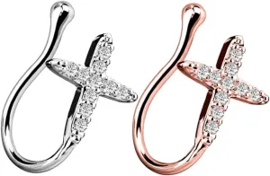 2pcs Rhinestone Fake Nose Septum Jewelry for Women Fashionable Shaped Design Easy to Use Secure for Daily Wear