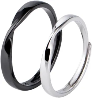 2pcs S925 Sterling Couple Wedding Rings Matching Open Rings for Couples Adjustable Engagement Accessories