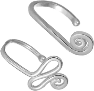 2pcs Snail/Snake Shape Metal Nose Pins Studs Nose Ring Set Studs for Non-Pierced Jewelry