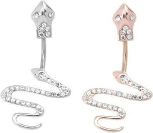 2Pcs Stainless Steel Snake Belly Button Rings Chic Navel Piercing Jewelry Unique Body Decoration Comfortable Wear for Women for Friends and Lovers
