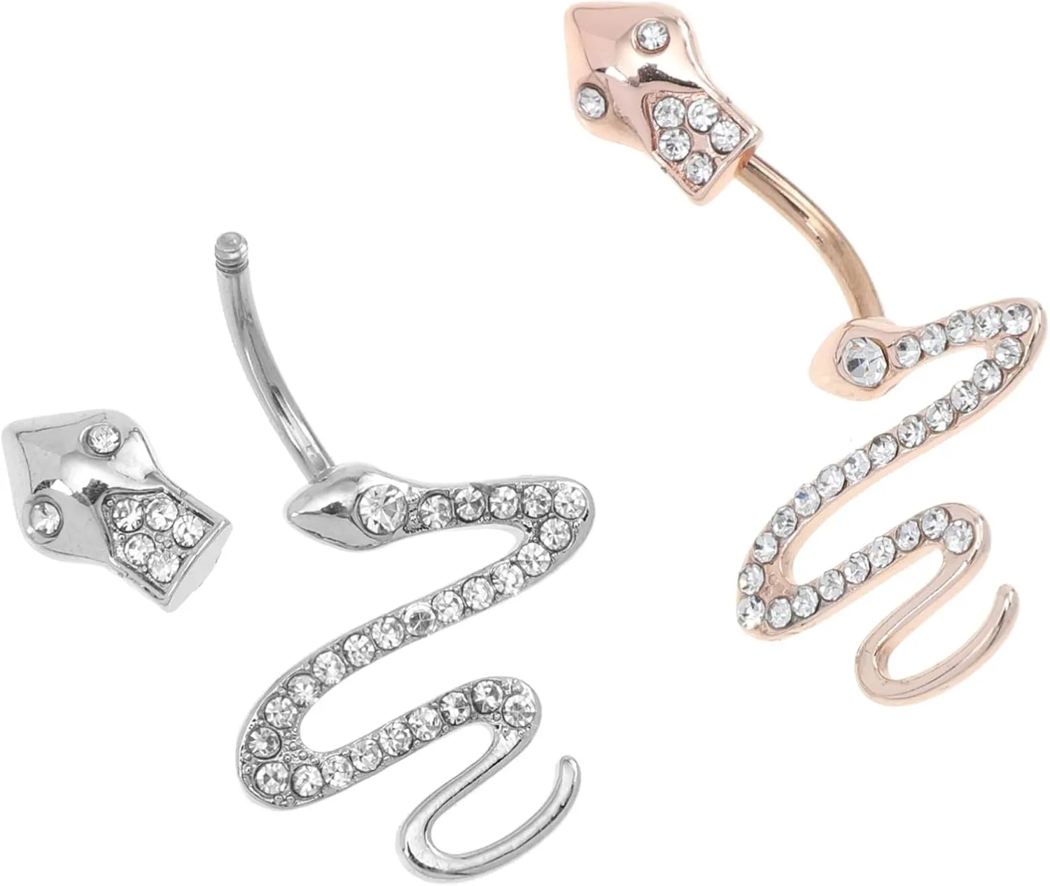 2pcs Stainless Steel Snake Belly Button Rings Stylish Navel Jewelry for Body Piercing Comfortable Wear Durable Design Belly Button Decor Unique Fashion Accessory