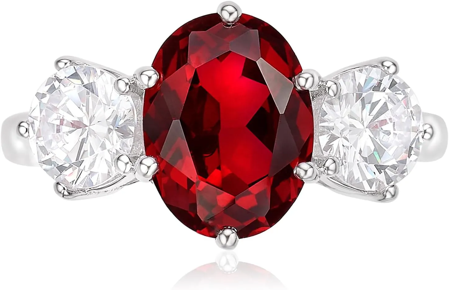 3-Stone Ruby Promise Ring for Women 925 Sterling Silver Infinity Wedding Engagement Ring for Women Girlfriend Size 5-9