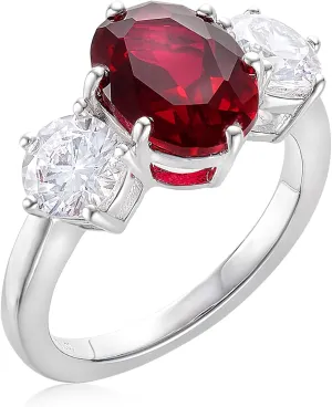 3-Stone Ruby Promise Ring for Women 925 Sterling Silver Infinity Wedding Engagement Ring for Women Girlfriend Size 5-9