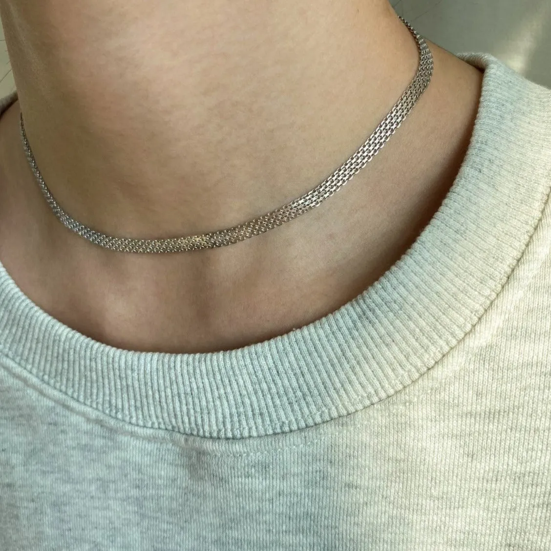 31-35cm 4.65mm Width Mesh Choker Chain Necklace