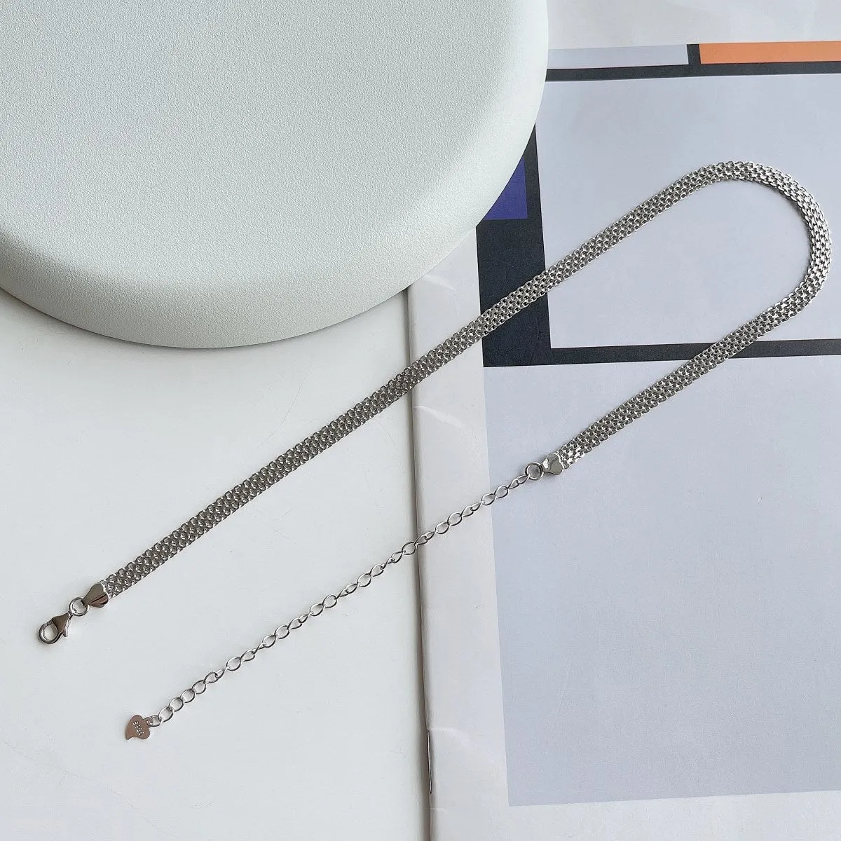 31-35cm 4.65mm Width Mesh Choker Chain Necklace